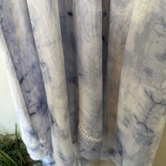 Rachel Zoe Linen Blend Tie Dye Pattern Lace Waterfall Summer Swim Coverup Dress - Picture 8 of 12
